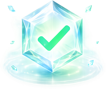 Crystal checkmark gem